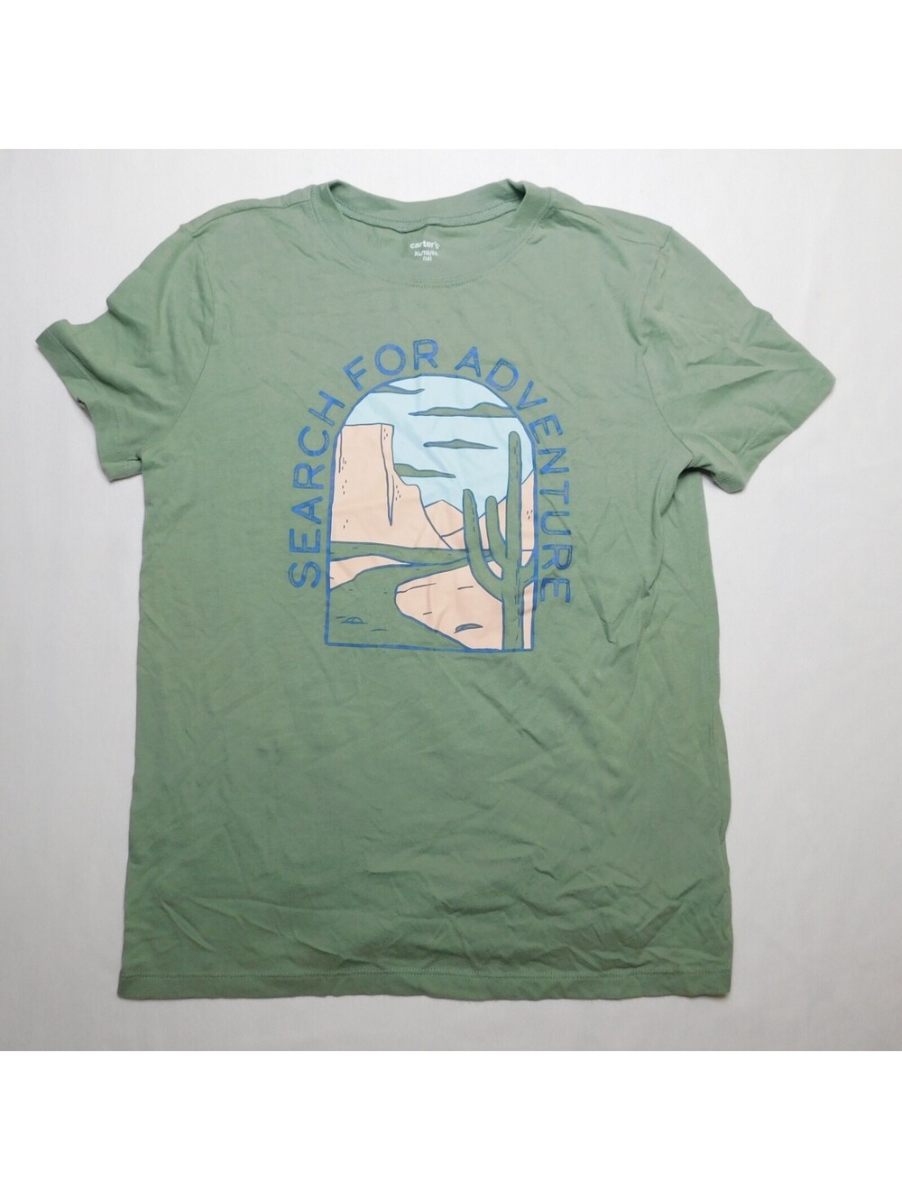 Carters Boys T Shirt Size XL 14 Green Search For Adventure Desert Cactus Graphic